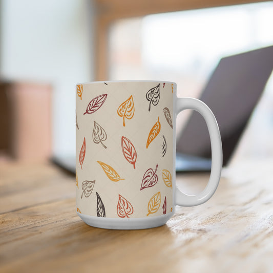 Autumn Leaves Mug, Cozy Coffee Cup, Fall Decor, Gift for Her, Seasonal Kitchenware, Thanksgiving Mug