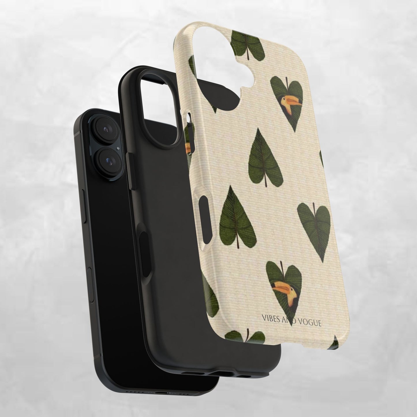 Tough Phone Case — Green Leaf Heart Pattern Tough Phone Case (Vibes and Vogue)