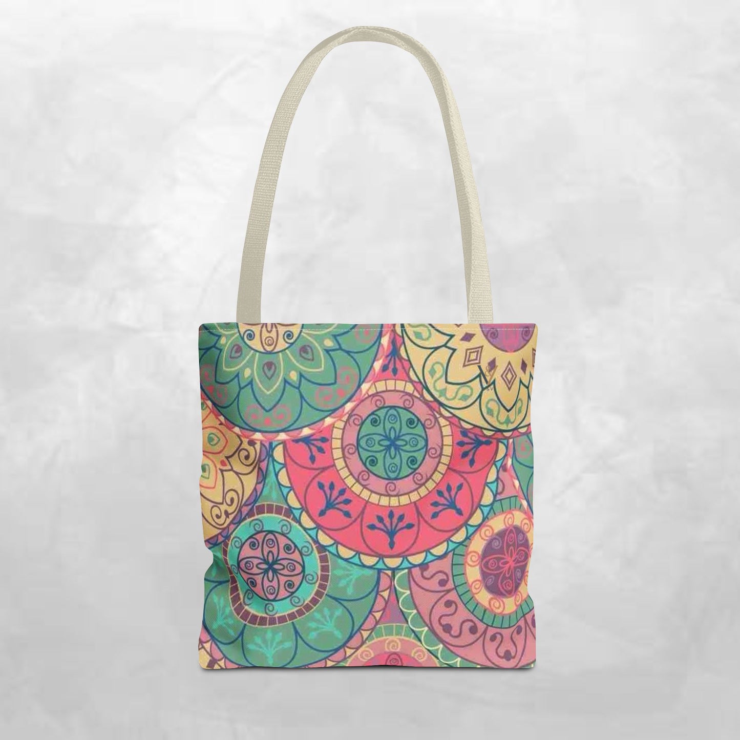 Vibrant Mandala Tote Bag, Boho Chic Carrying Bag, Eco-Friendly Shopping Tote, Gypsy Style Grocery Bag, Summer Festival Accessory