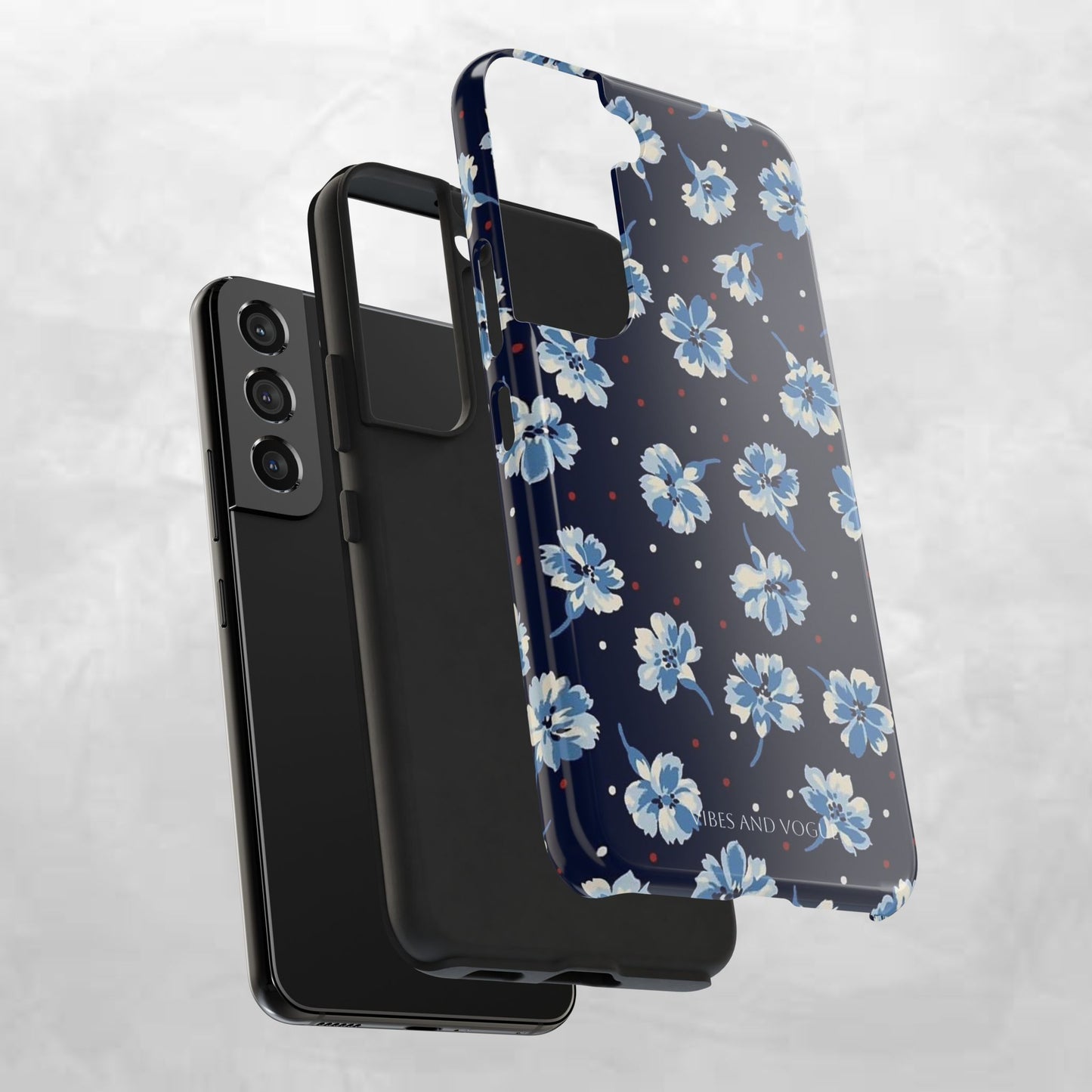 Floral Navy Tough Phone Case — Blue Blossom Protective Phone Cover