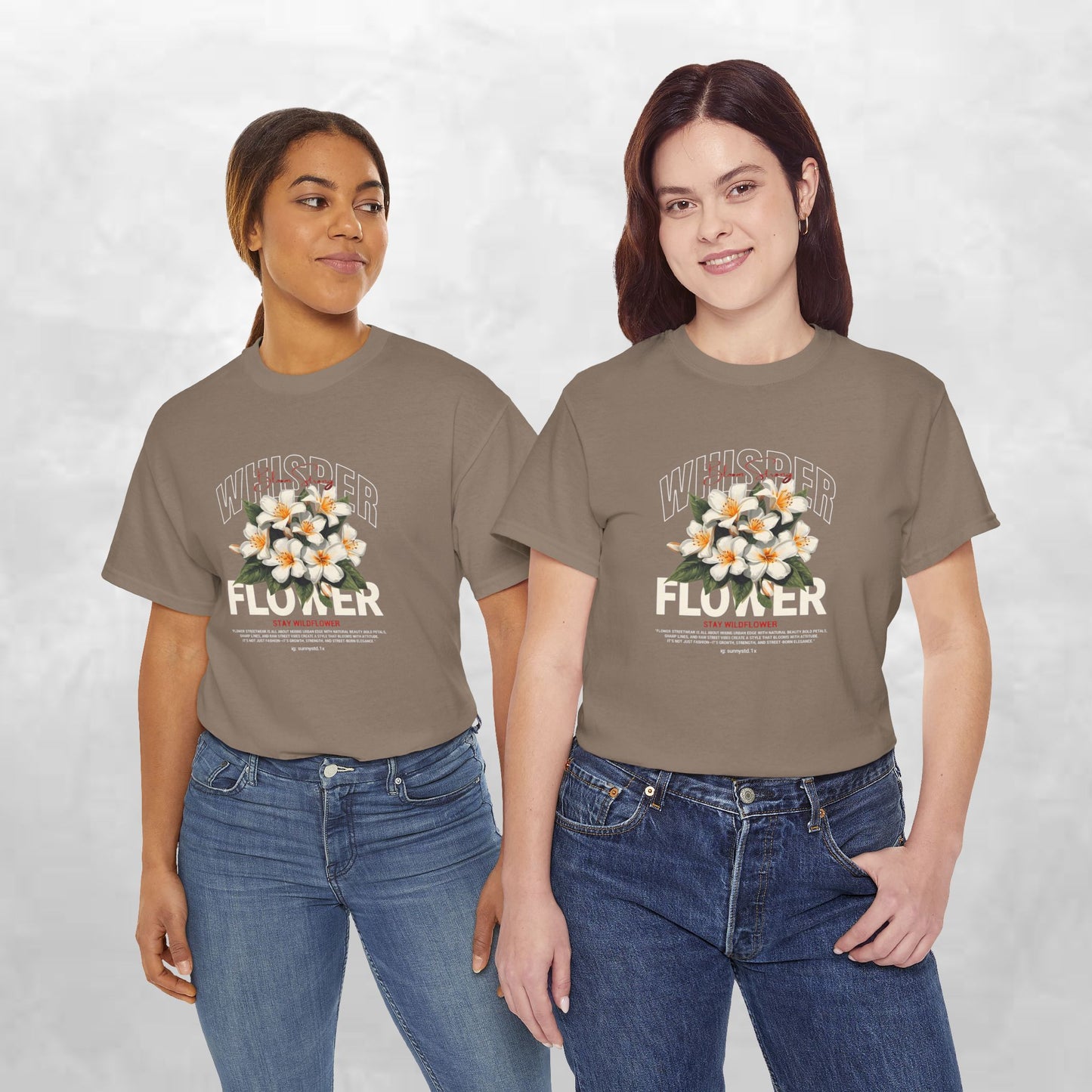 Floral "Whisper Flower" Graphic Tee — Vintage Plumeria Blossom Shirt