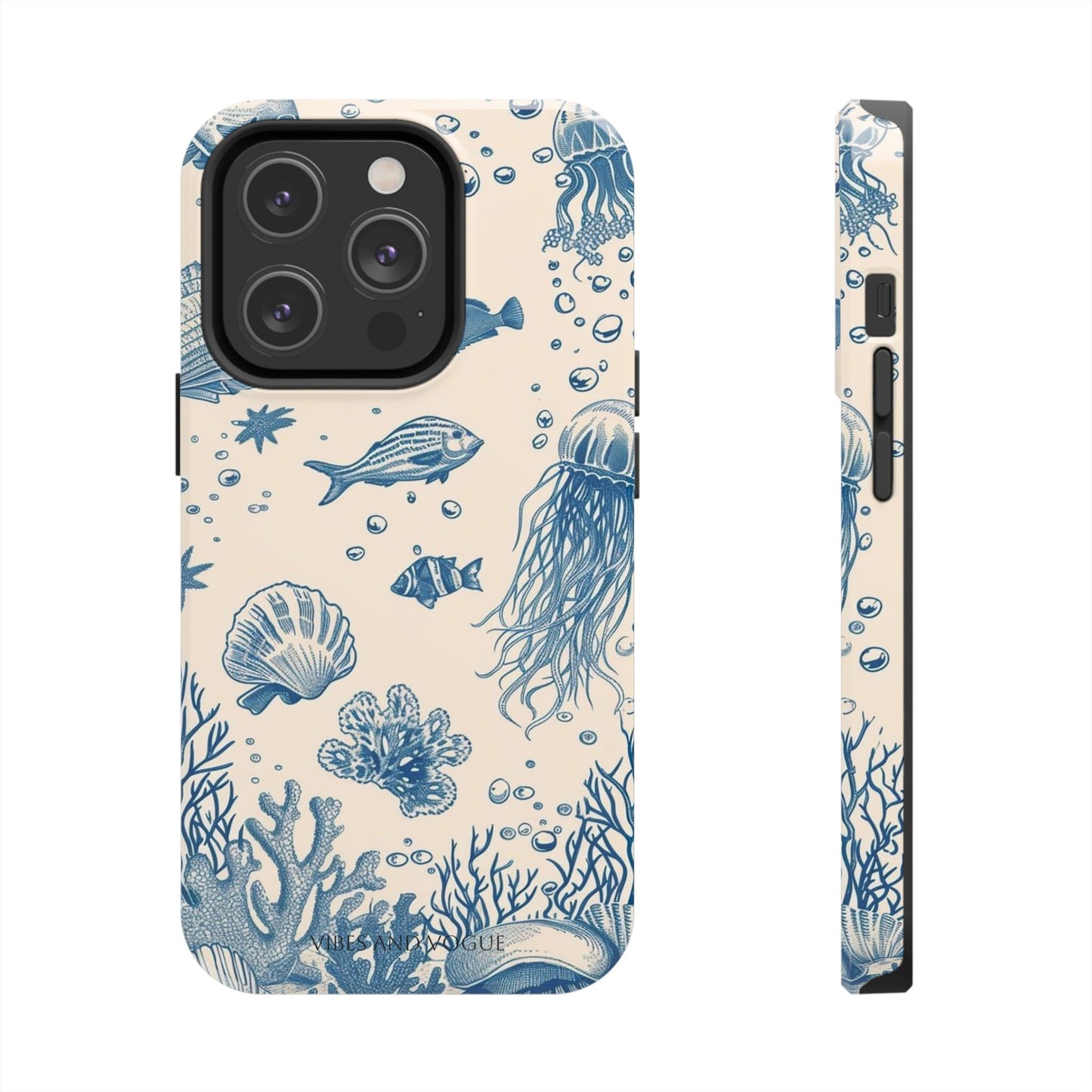 Ocean Blue Marine Pattern Tough Phone Case