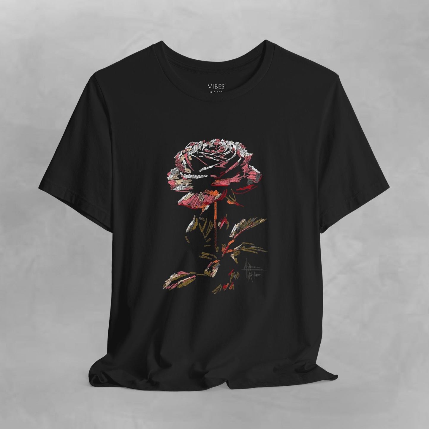 Vintage Rose Tee — Dark Floral Graphic T-Shirt