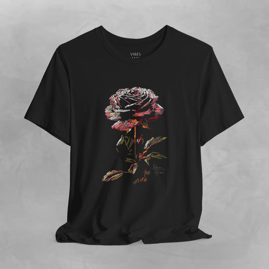 Vintage Rose Tee — Dark Floral Graphic T-Shirt