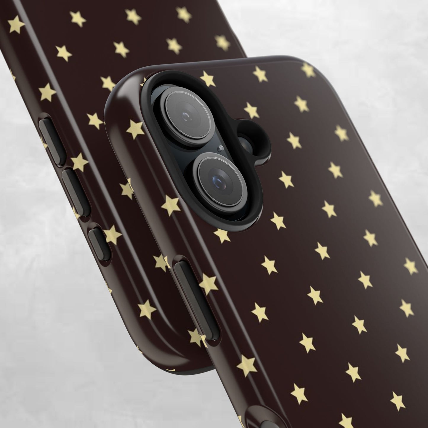 Star Pattern Tough Phone Case — Gold Stars on Chocolate Brown