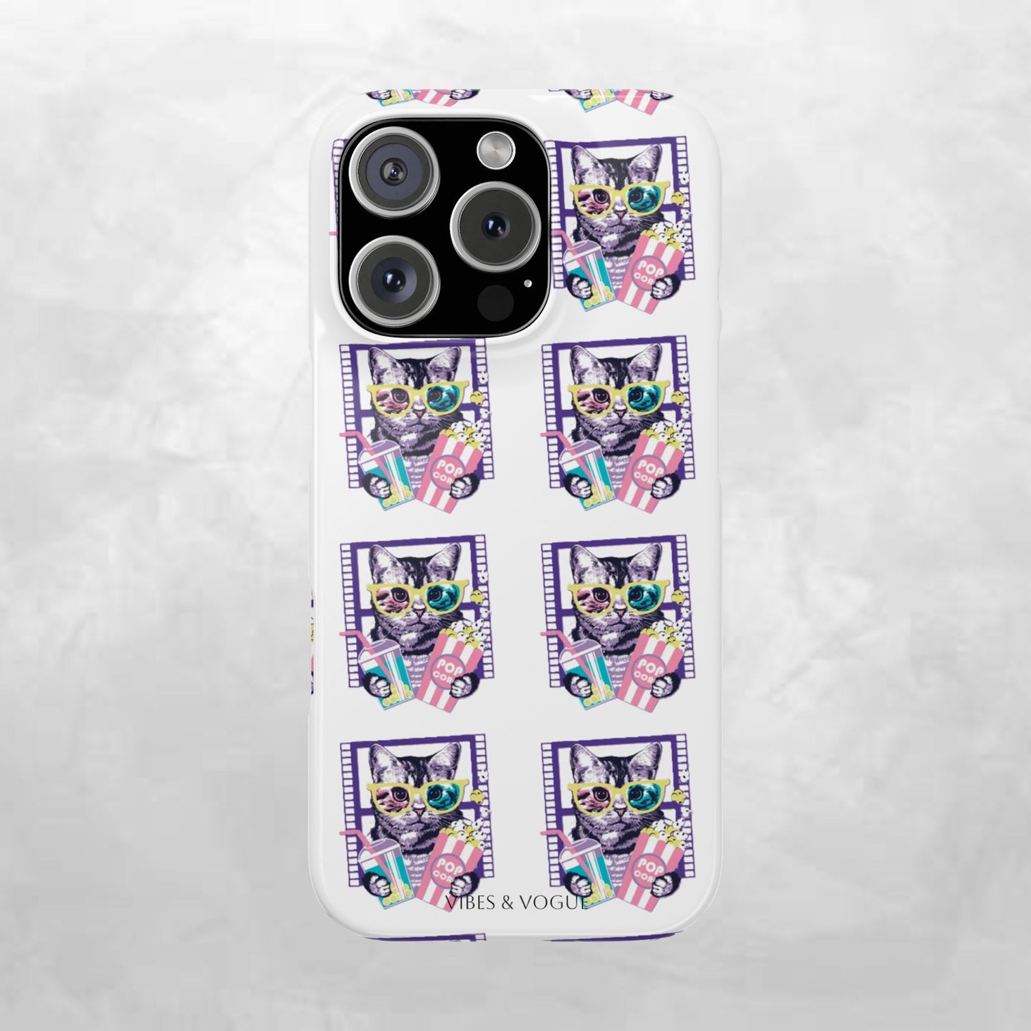 Cat Lover's Slim Phone Cases, Cute Cat Phone Covers, Pet-Themed Accessories, Gifts for Cat Lovers, Vibrant Patterned Cases