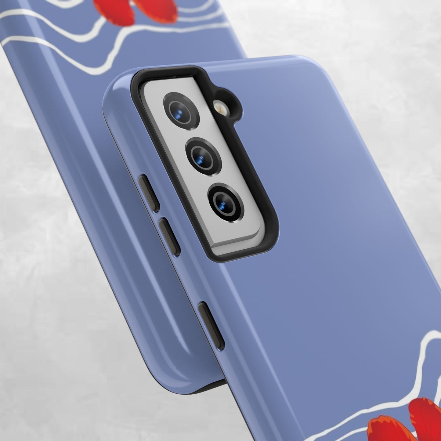 Tough Phone Case — Red Hibiscus Waves (Durable Protective Phone Cover)