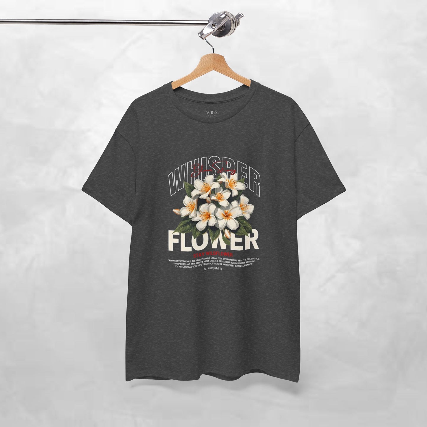 Floral "Whisper Flower" Graphic Tee — Vintage Plumeria Blossom Shirt