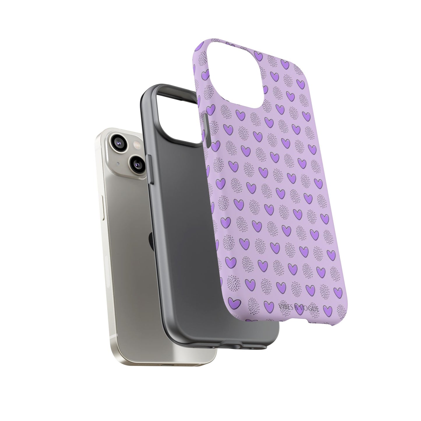 Purple Heart Pattern Phone Case - Tough Cases for a Stylish & Protective Vibe