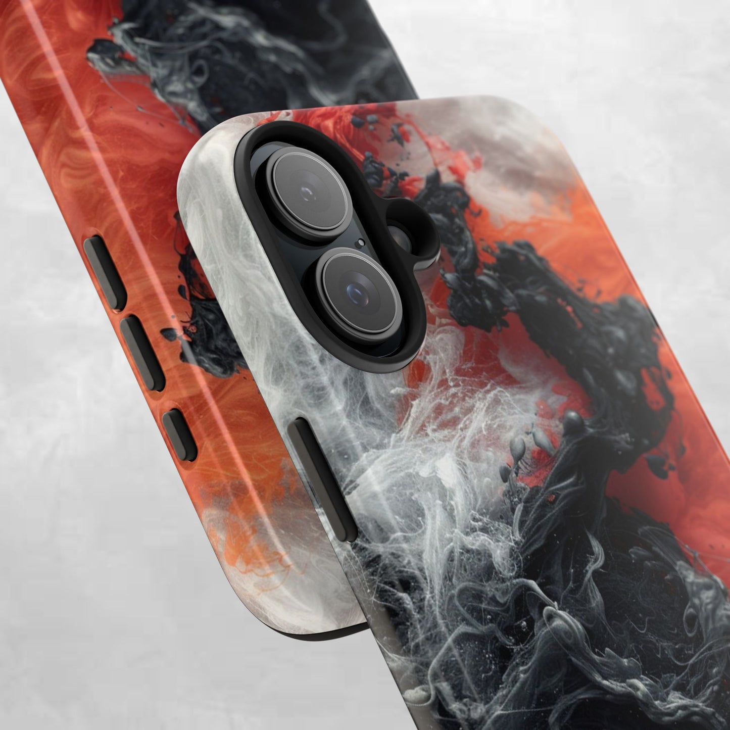 Abstract Red & Black Smoke Tough Phone Case — Vibes and Vogue Protective Cover