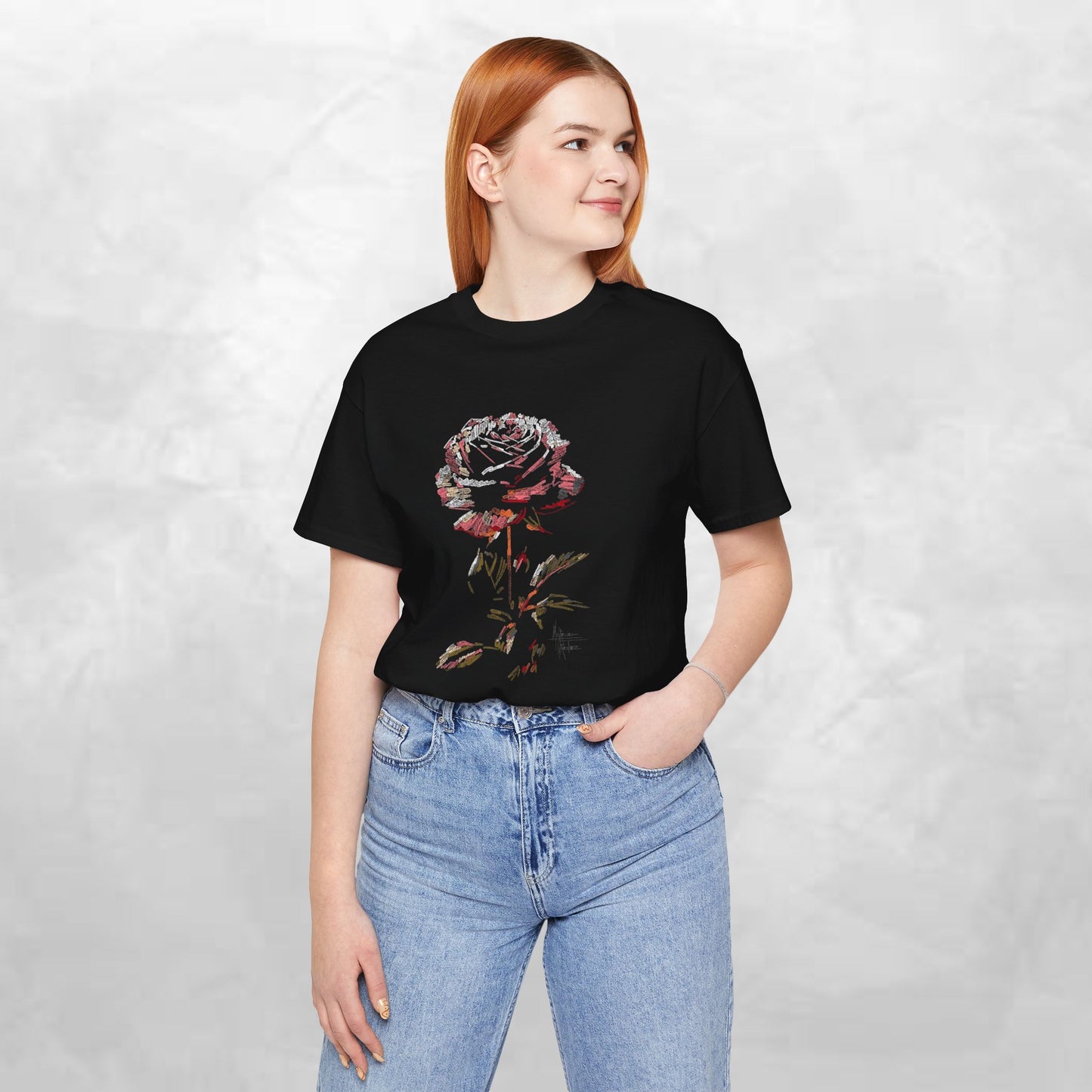 Vintage Rose Tee — Dark Floral Graphic T-Shirt