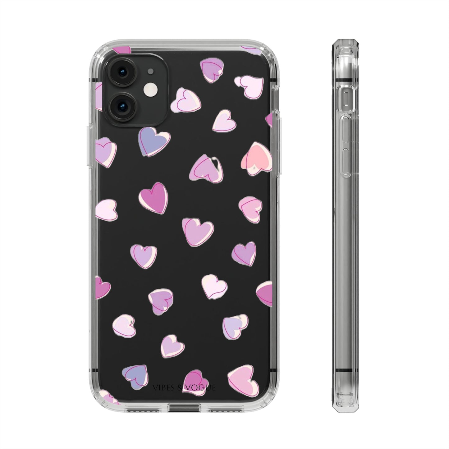 Heart Pattern Clear Case, Cute Phone Cover, Valentine's Day Gift, Trendy Phone Accessory, Love Theme Case