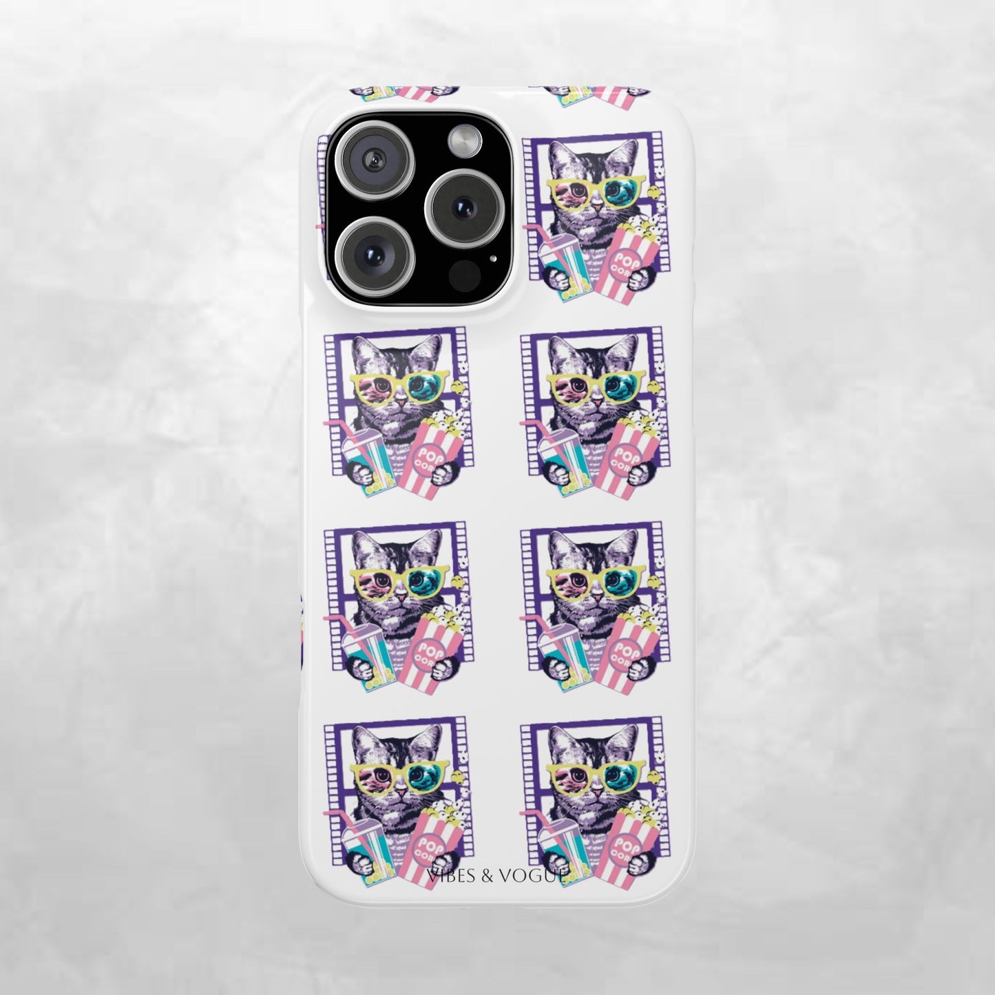 Cat Lover's Slim Phone Cases, Cute Cat Phone Covers, Pet-Themed Accessories, Gifts for Cat Lovers, Vibrant Patterned Cases