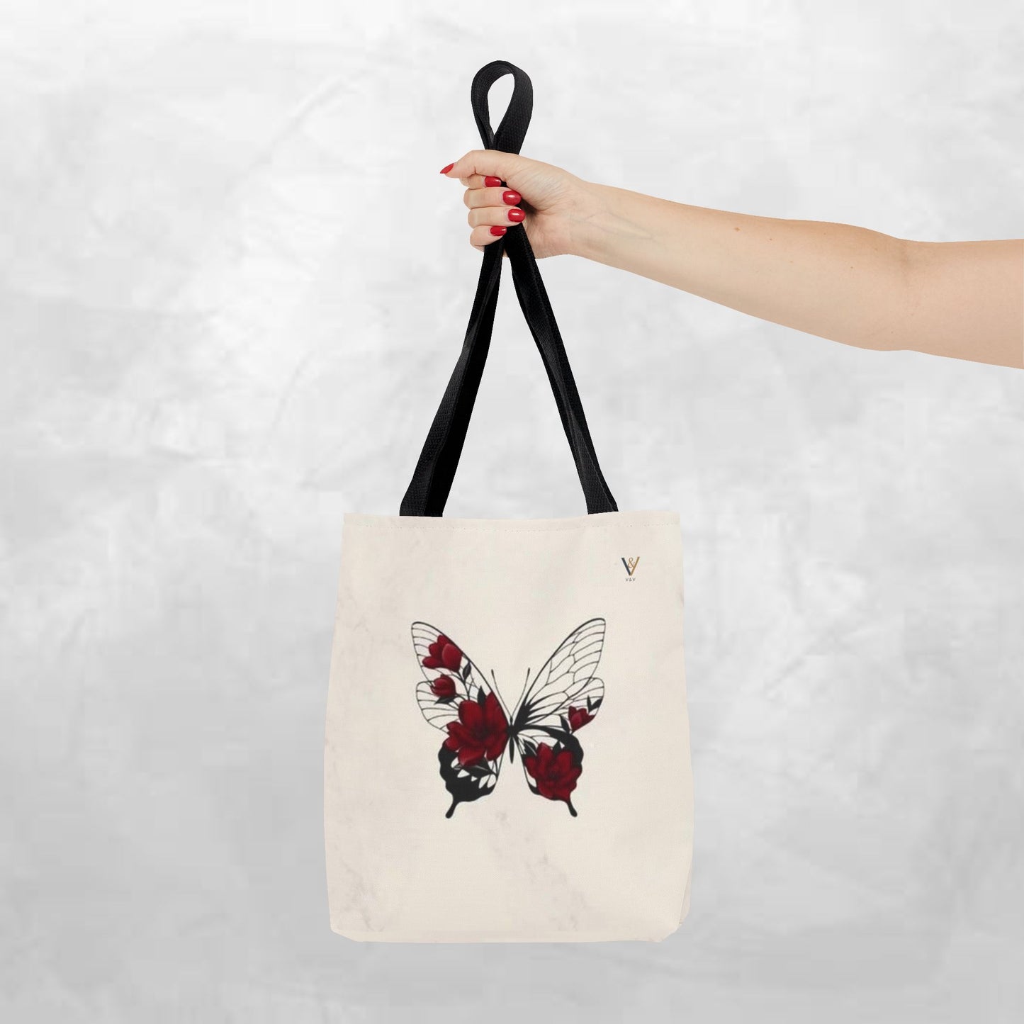 Butterfly Floral Tote Bag, Elegant Carry-All, Eco-Friendly Shopping Bag, Gift for Her, Boho Style