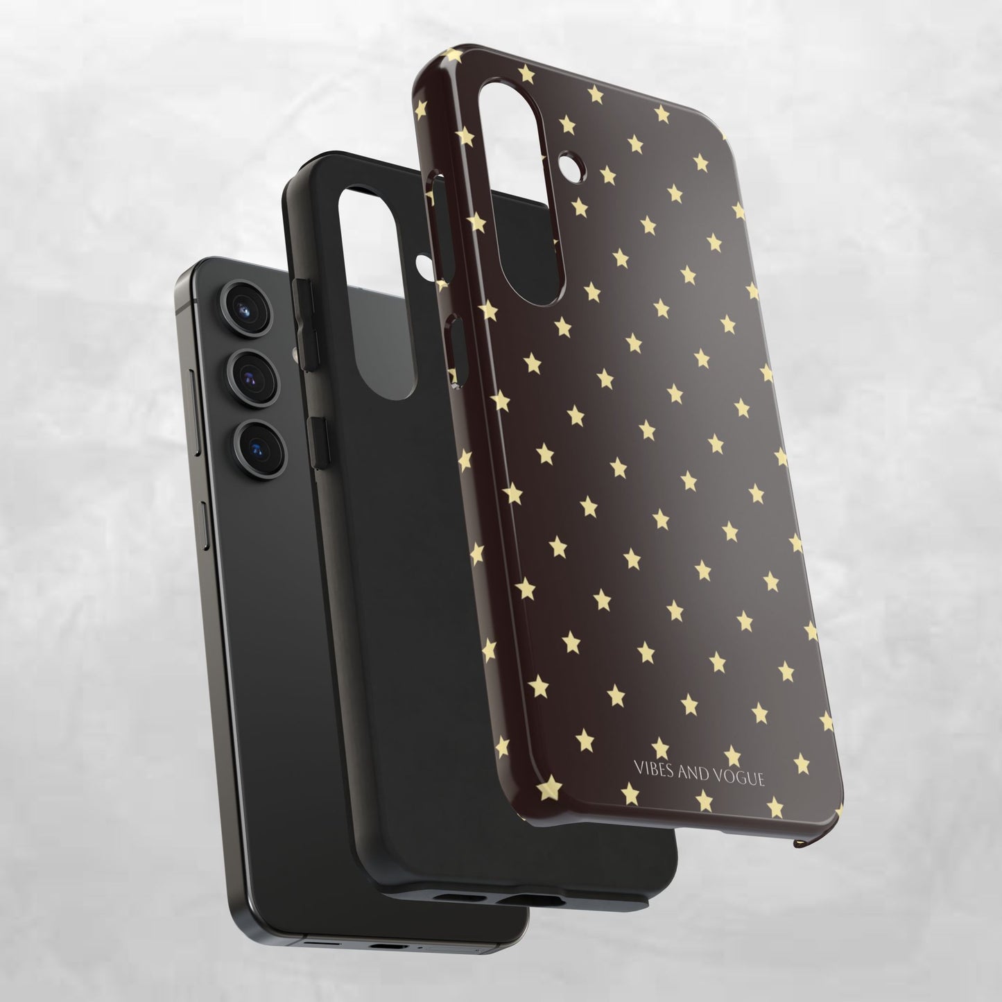 Star Pattern Tough Phone Case — Gold Stars on Chocolate Brown