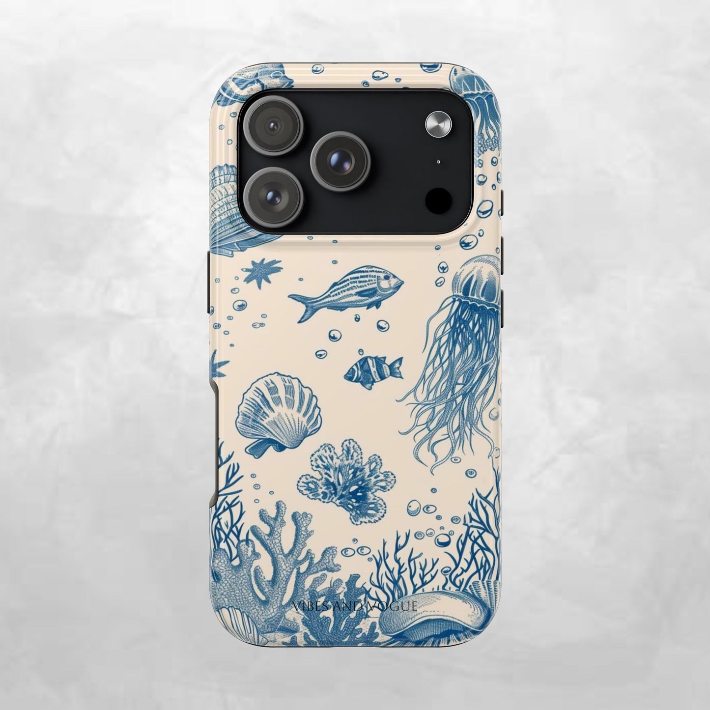 Ocean Blue Marine Pattern Tough Phone Case