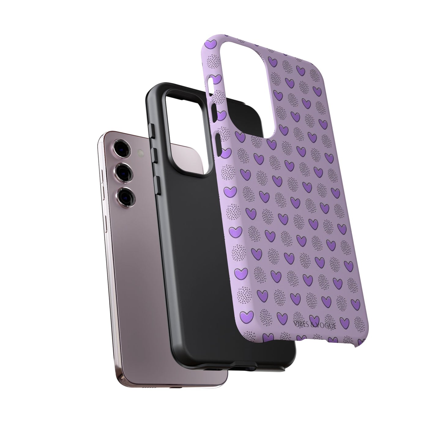 Purple Heart Pattern Phone Case - Tough Cases for a Stylish & Protective Vibe