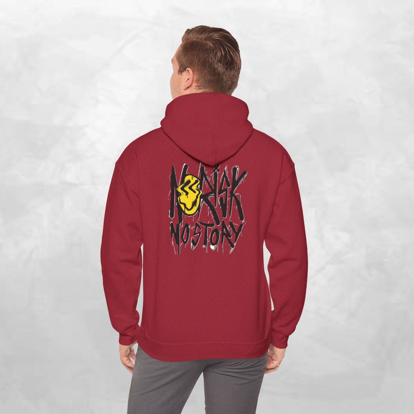 Unisex Heavy Blend Hooded Sweatshirt, Cozy Casual Wear, Trendy Street Style, Gift for Friends, Vibes & Vogue Design, Norisk No Story Hoodie