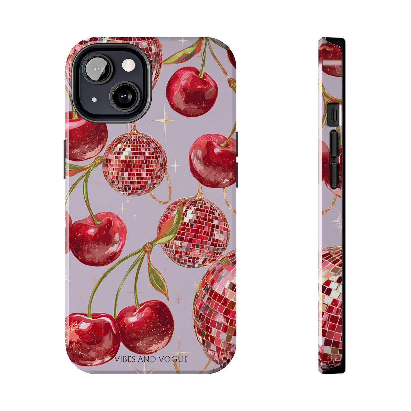 Disco Cherry Tough Phone Case — Retro Sparkle iPhone Protection