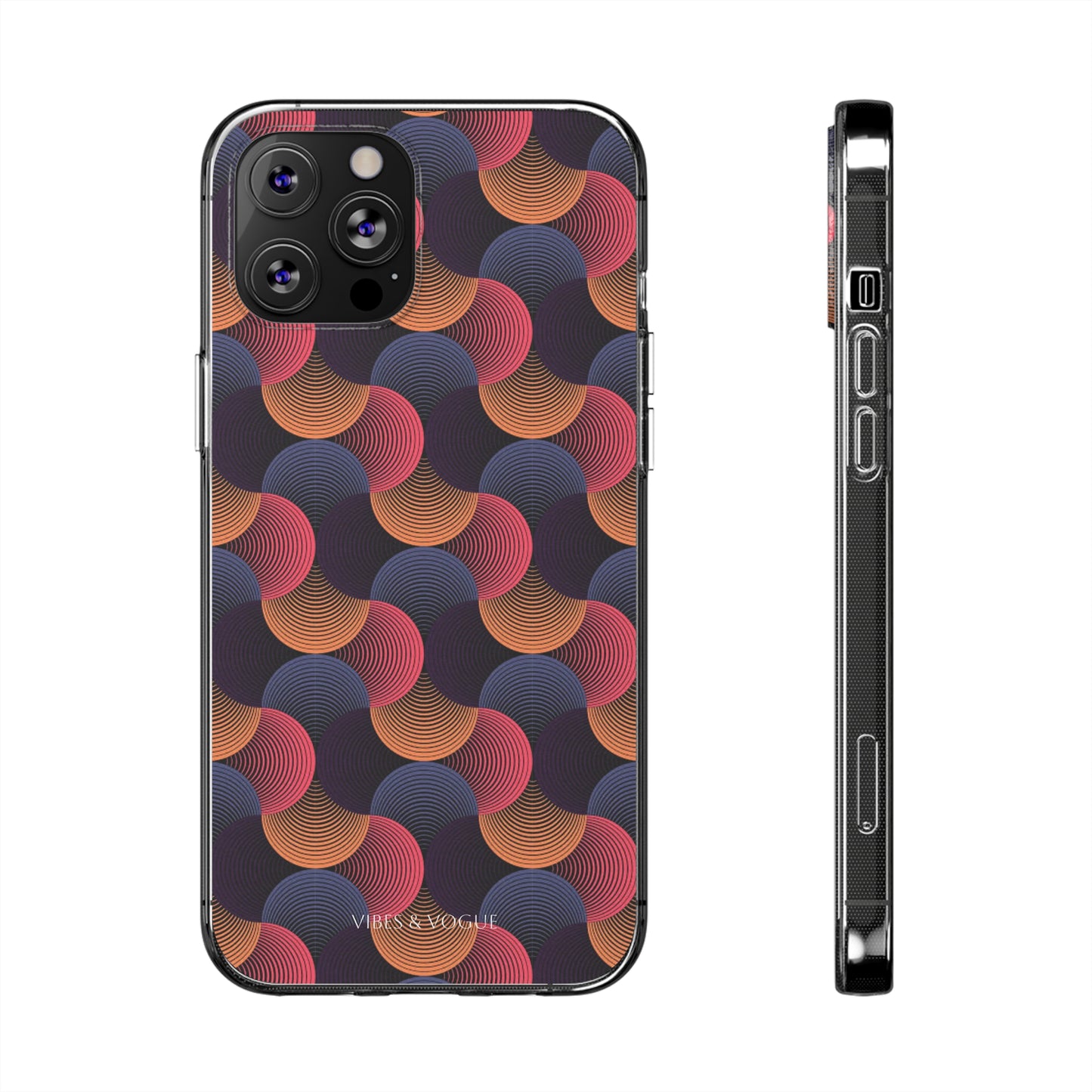 Colorful Retro Wave Clear Silicone Phone Case