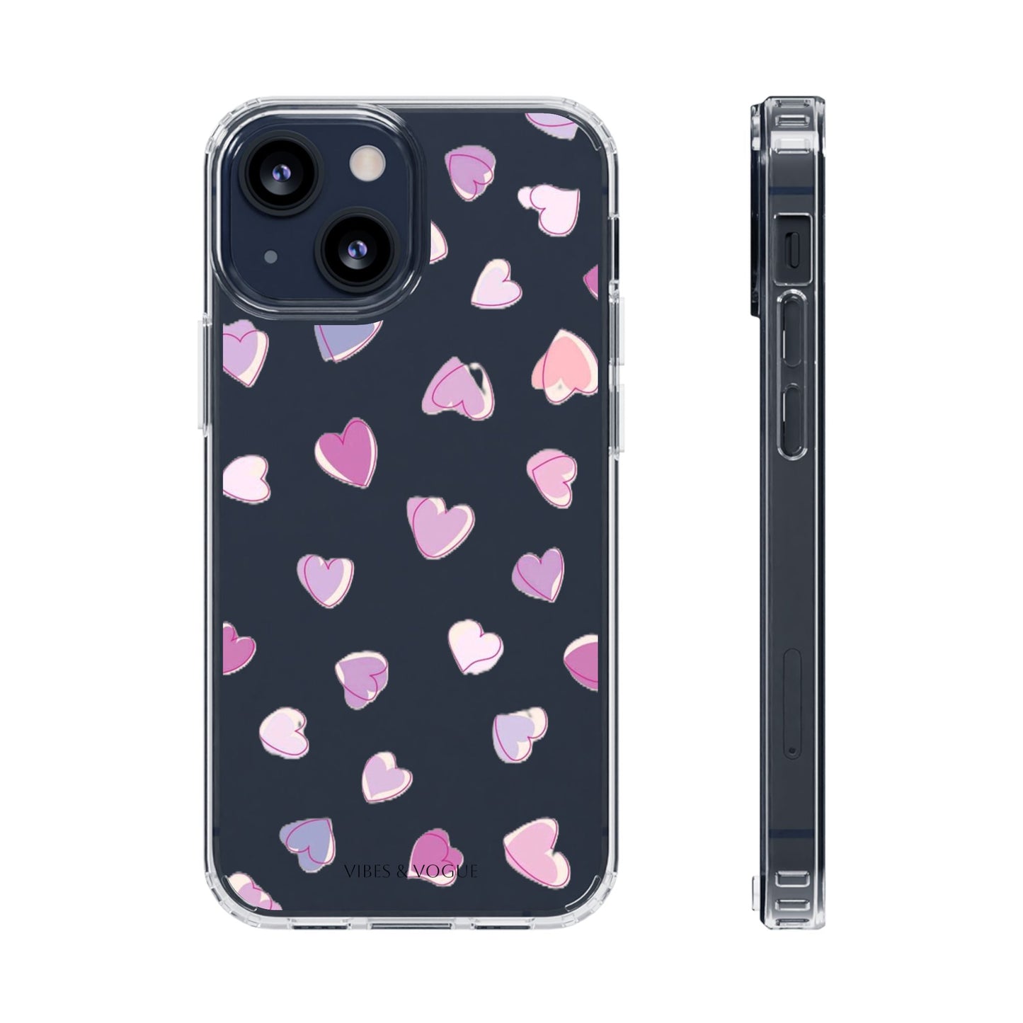 Heart Pattern Clear Case, Cute Phone Cover, Valentine's Day Gift, Trendy Phone Accessory, Love Theme Case