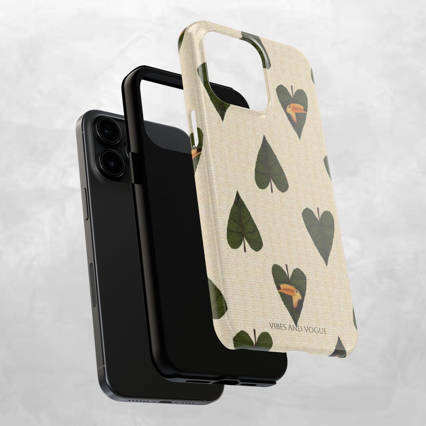 Tough Phone Case — Green Leaf Heart Pattern Tough Phone Case (Vibes and Vogue)