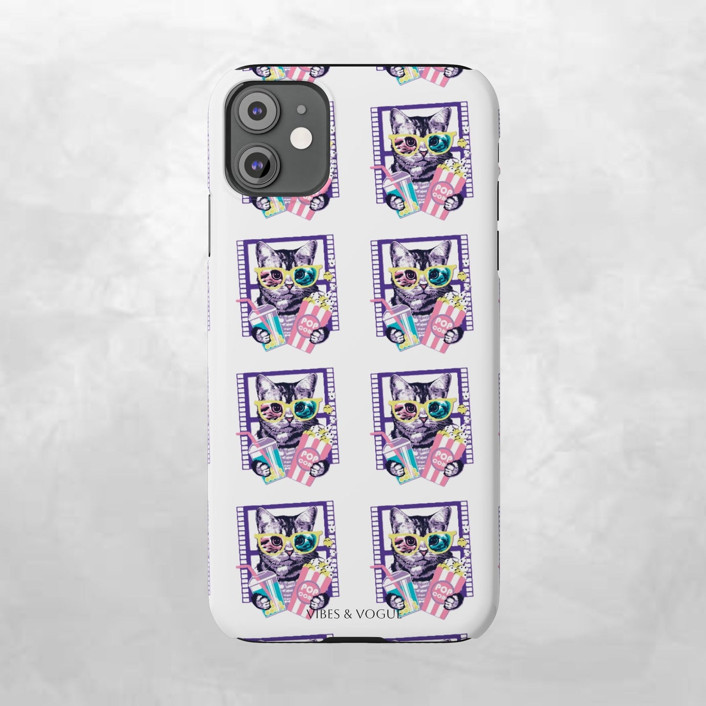 Cat Lover's Slim Phone Cases, Cute Cat Phone Covers, Pet-Themed Accessories, Gifts for Cat Lovers, Vibrant Patterned Cases
