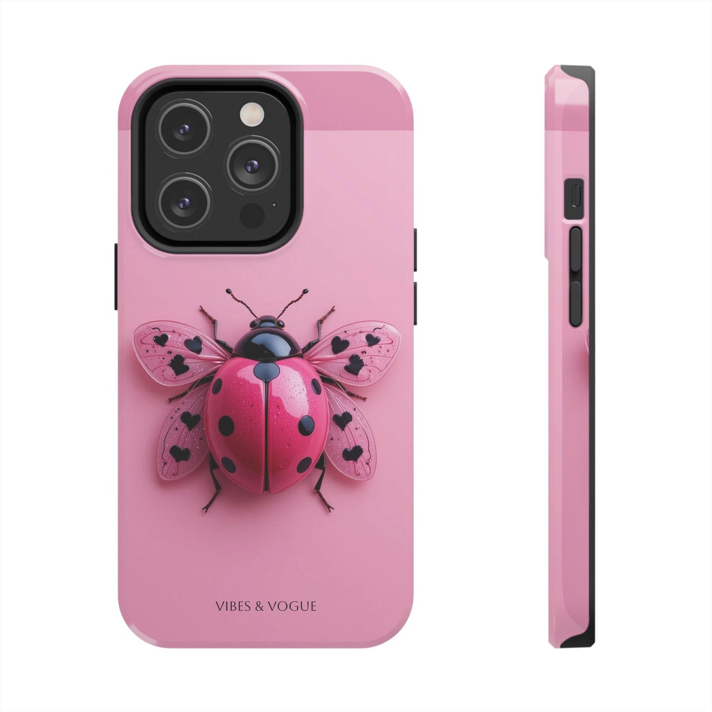 Pink Ladybug Tough Phone Case, Cute Phone Cover, Bug Lover Gift, Durable Smartphone Shell, Protective Tech Accessory