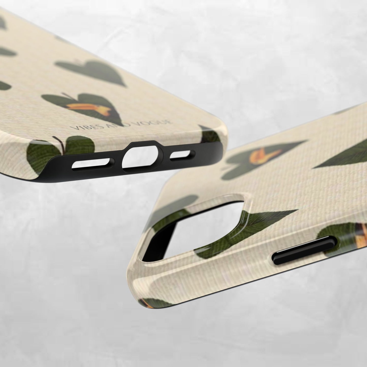 Tough Phone Case — Green Leaf Heart Pattern Tough Phone Case (Vibes and Vogue)