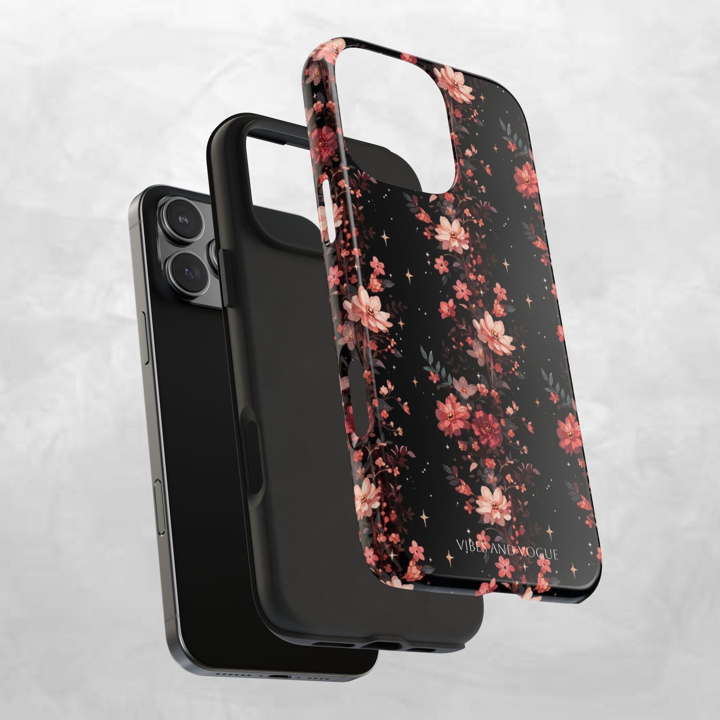 Floral Galaxy Phone Case – Dark Pink Blossom Tough Protective Case