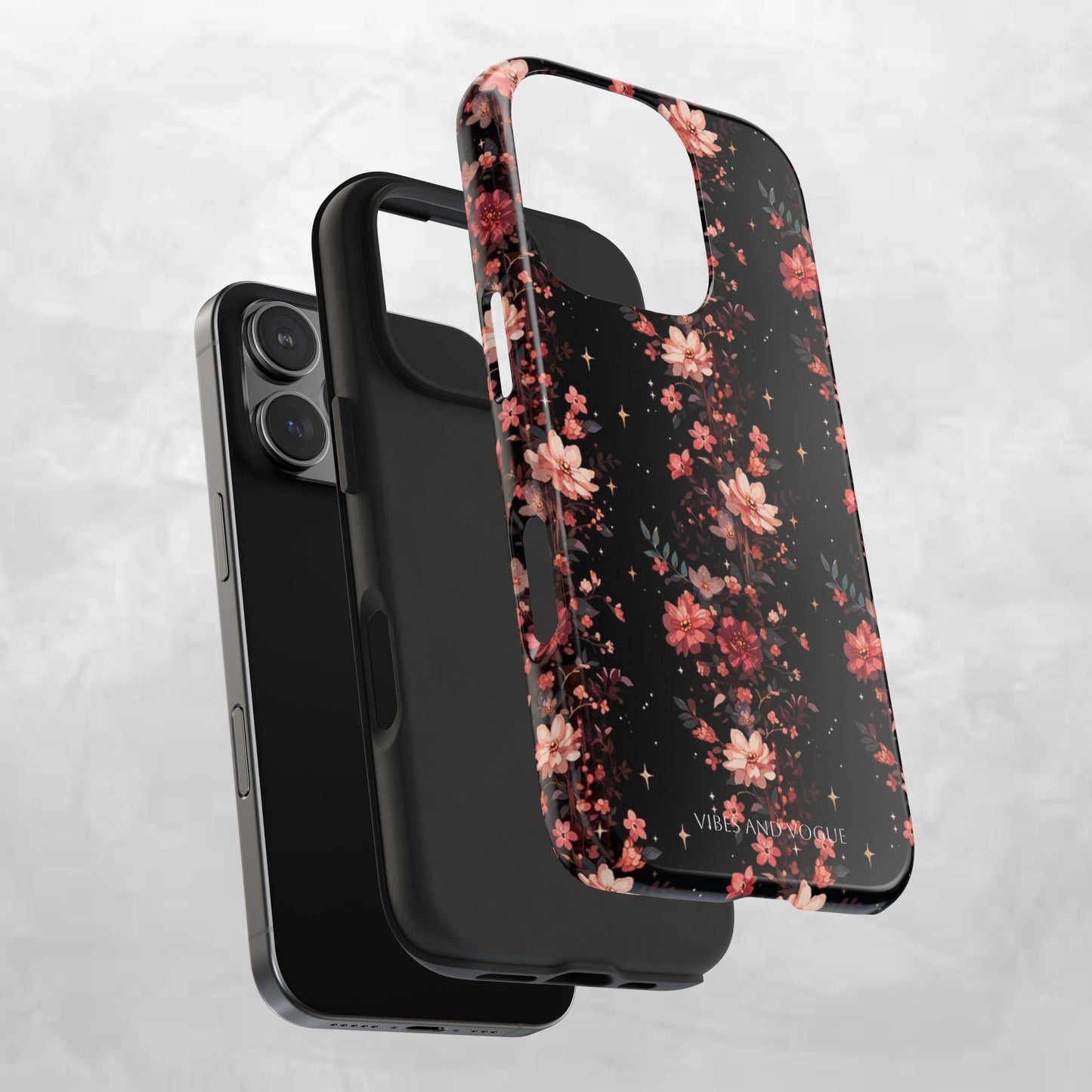 Floral Galaxy Phone Case – Dark Pink Blossom Tough Protective Case