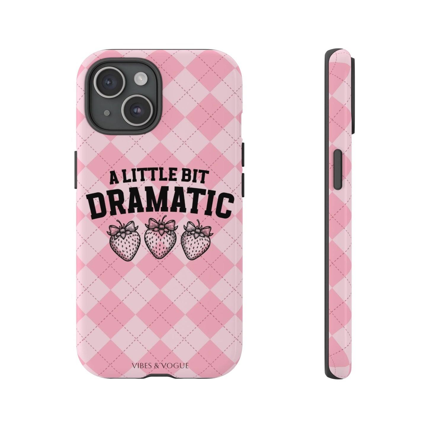 Dramatic Phone Case, Cute Phone Cover, Trendy Accessory, Gift for Her, Pink Strawberry Design