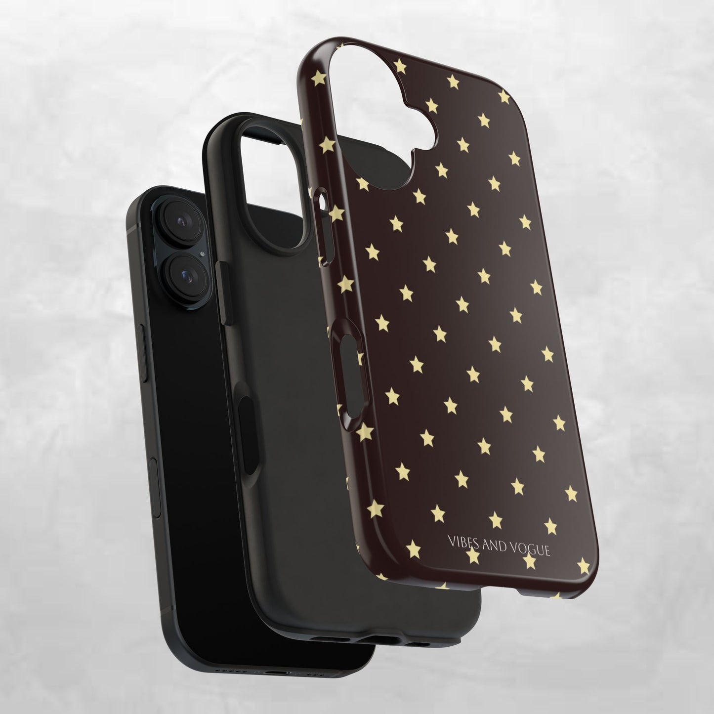 Star Pattern Tough Phone Case — Gold Stars on Chocolate Brown
