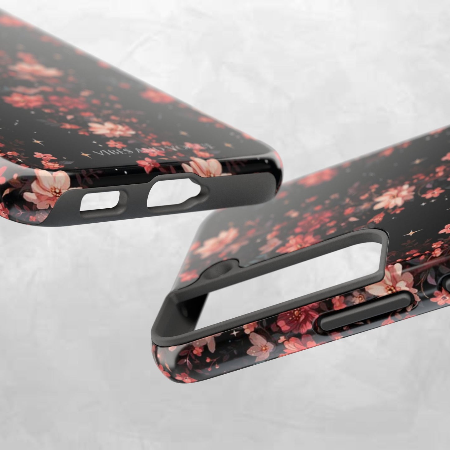 Floral Galaxy Phone Case – Dark Pink Blossom Tough Protective Case