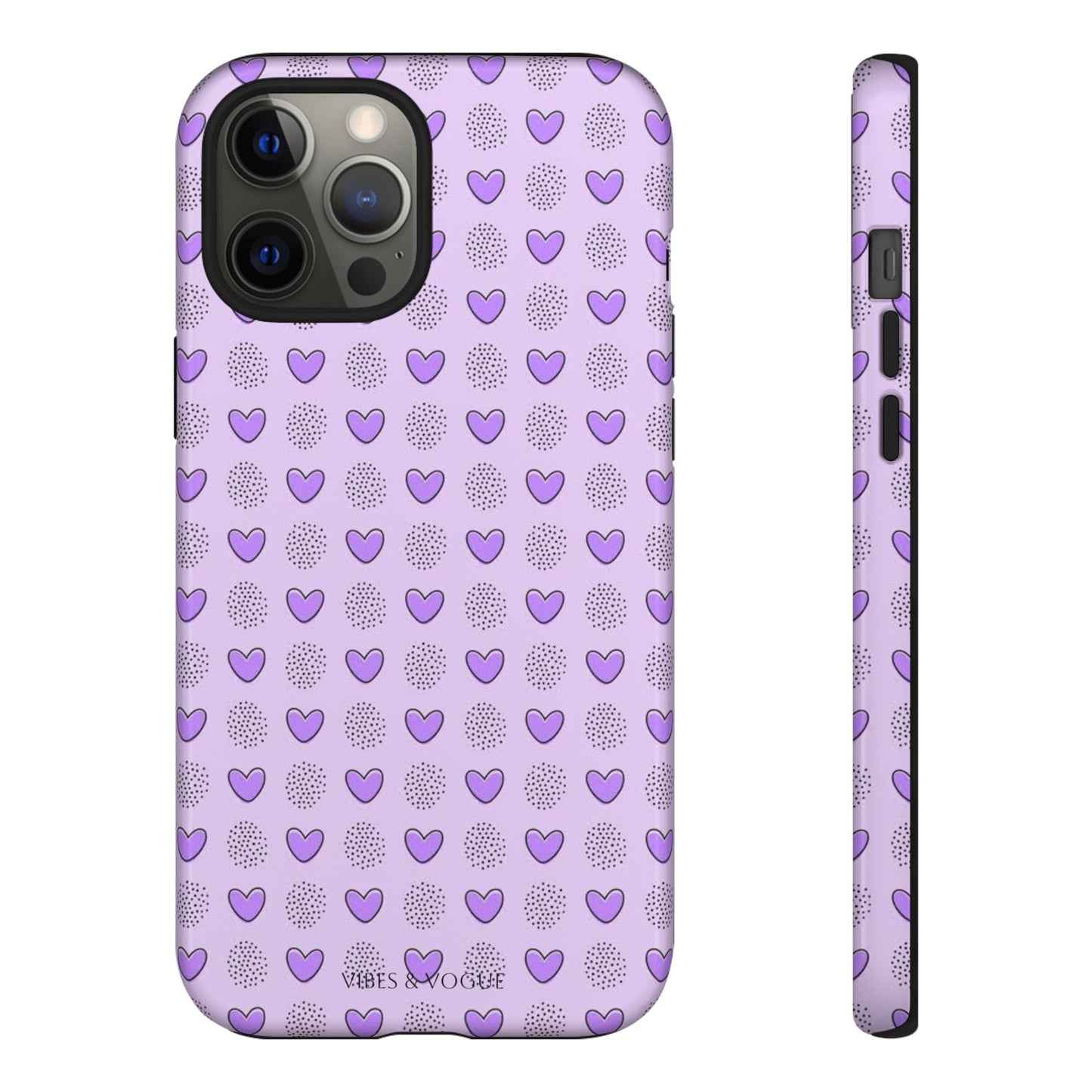 Purple Heart Pattern Phone Case - Tough Cases for a Stylish & Protective Vibe