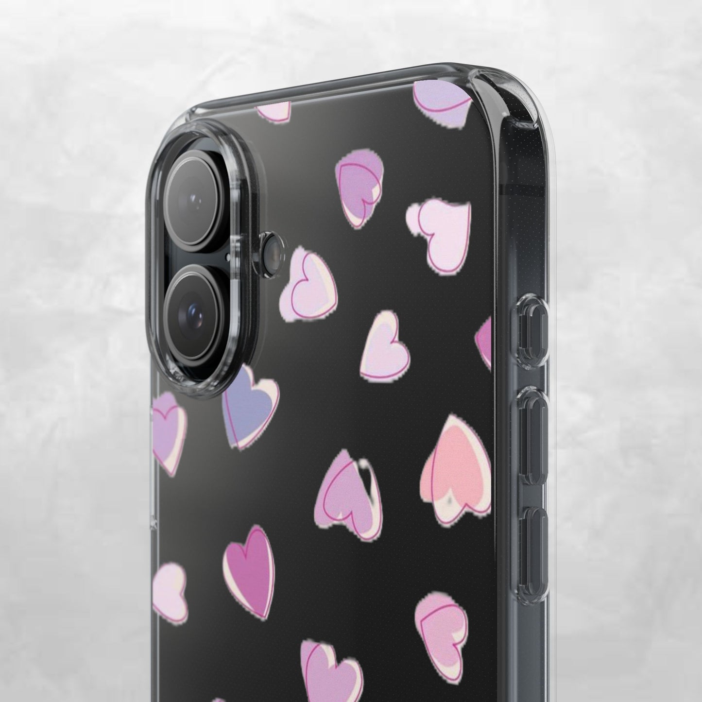 Heart Pattern Clear Case, Cute Phone Cover, Valentine's Day Gift, Trendy Phone Accessory, Love Theme Case