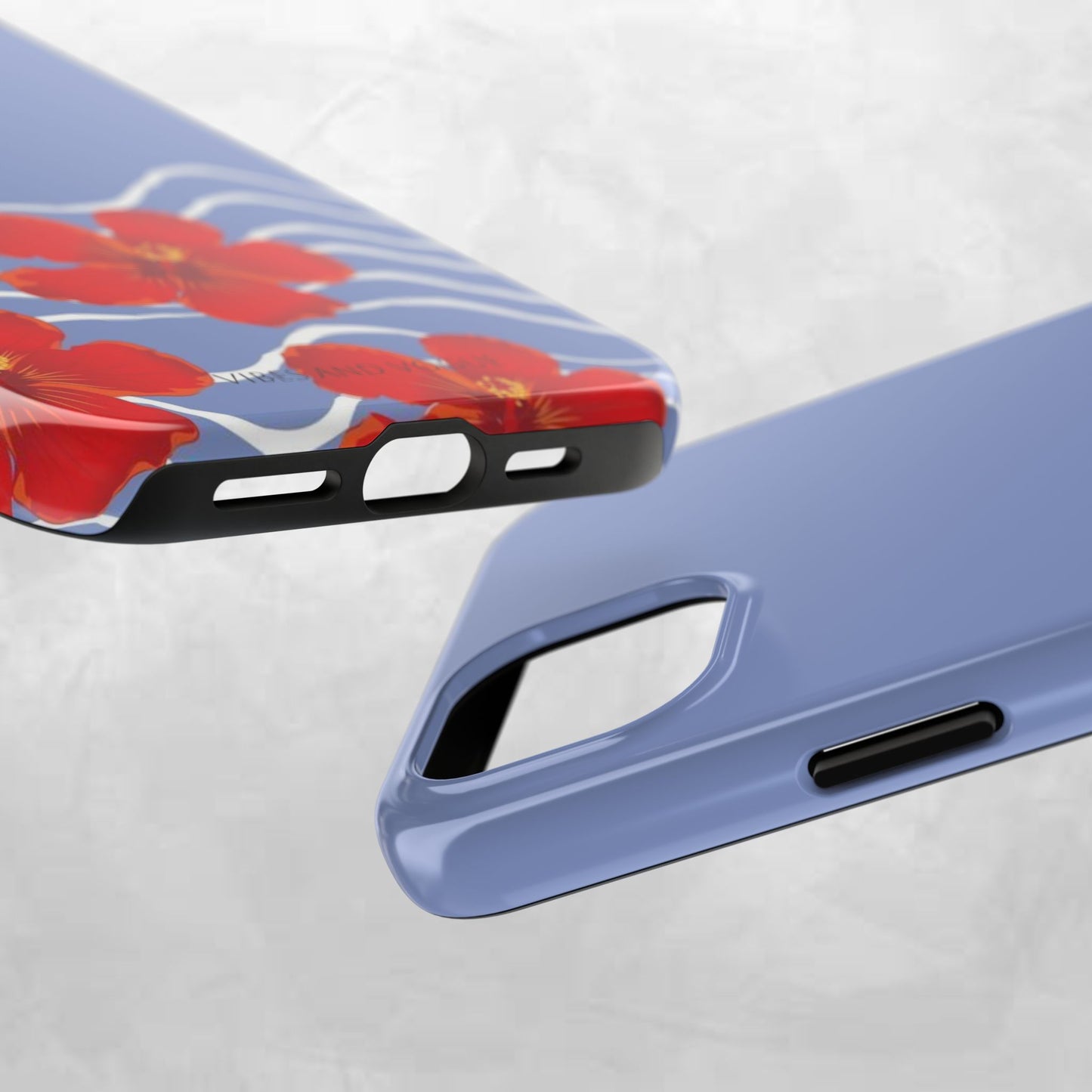 Tough Phone Case — Red Hibiscus Waves (Durable Protective Phone Cover)