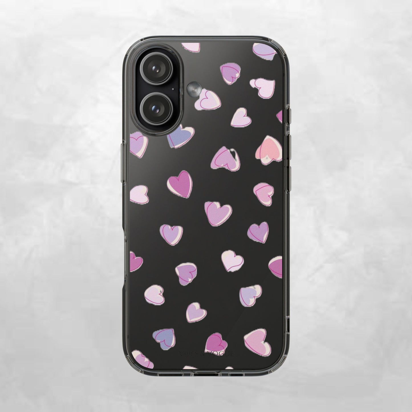 Heart Pattern Clear Case, Cute Phone Cover, Valentine's Day Gift, Trendy Phone Accessory, Love Theme Case