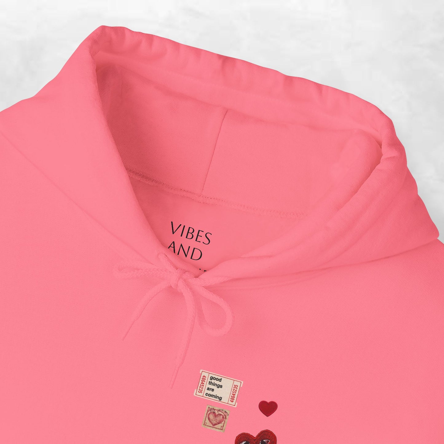 Hoodie — Tiny Vintage Valentine Hearts Chest Print