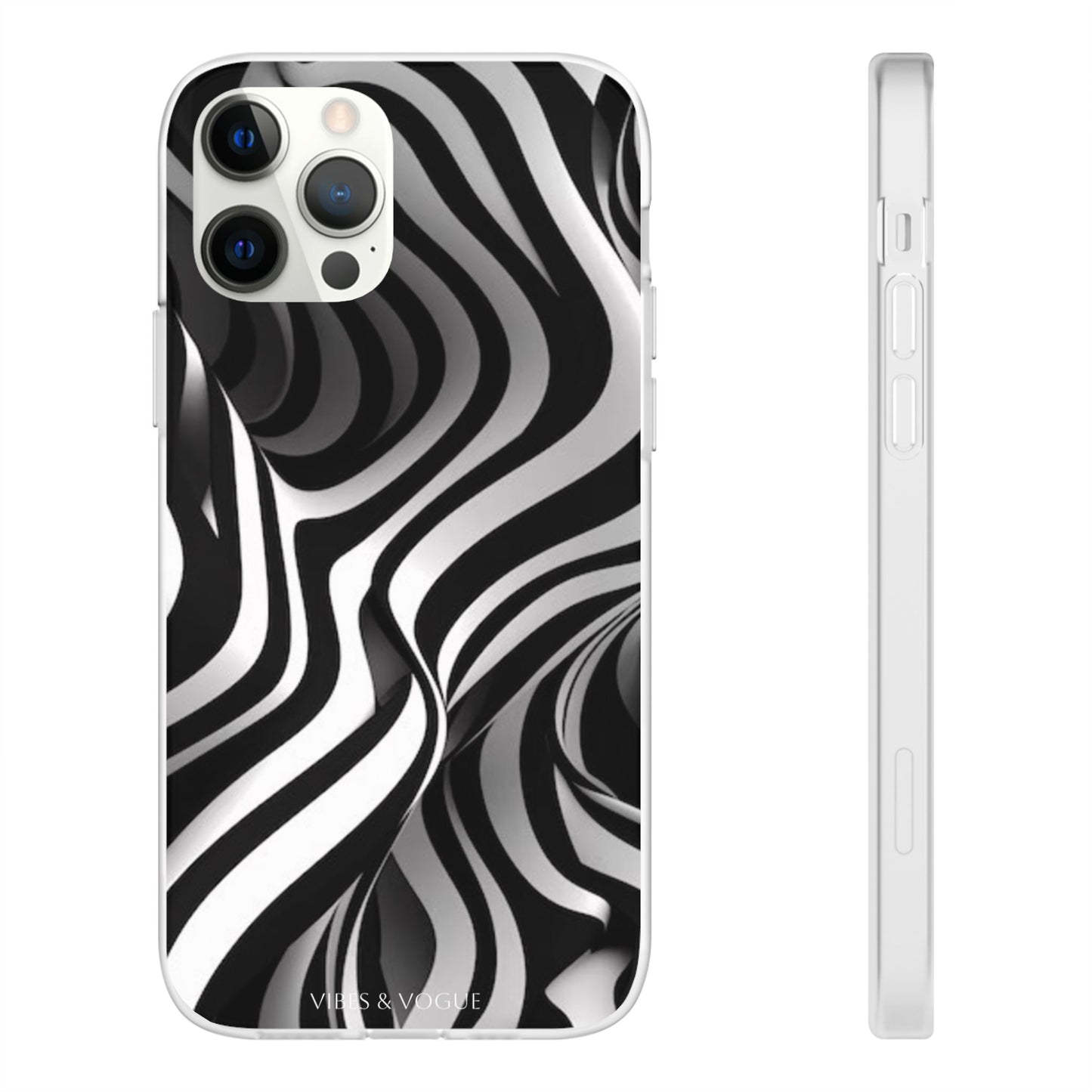 Stylish Phone Cases, Trendy Flexi Cases for iPhone, Black and White Art Case, Gifts for Him/Her, Phone Accessories, Unique Design