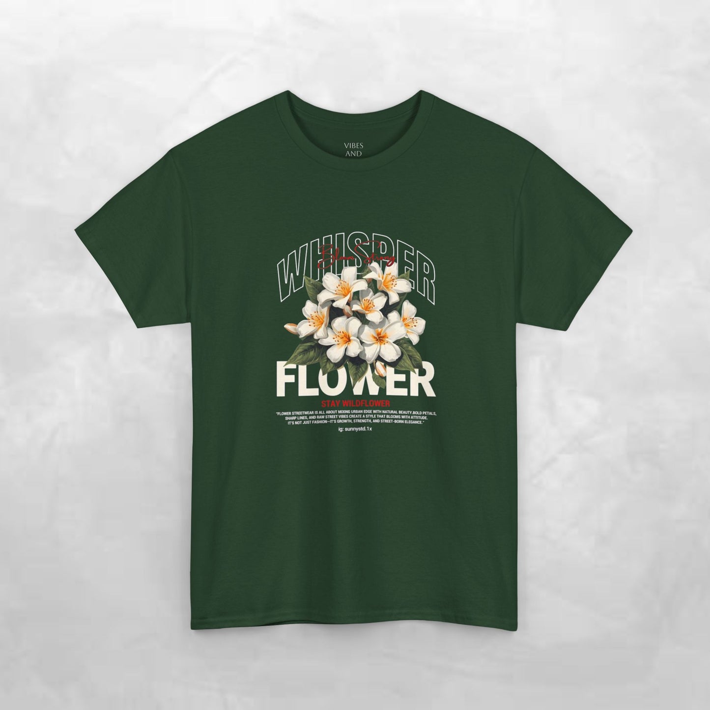 Floral "Whisper Flower" Graphic Tee — Vintage Plumeria Blossom Shirt