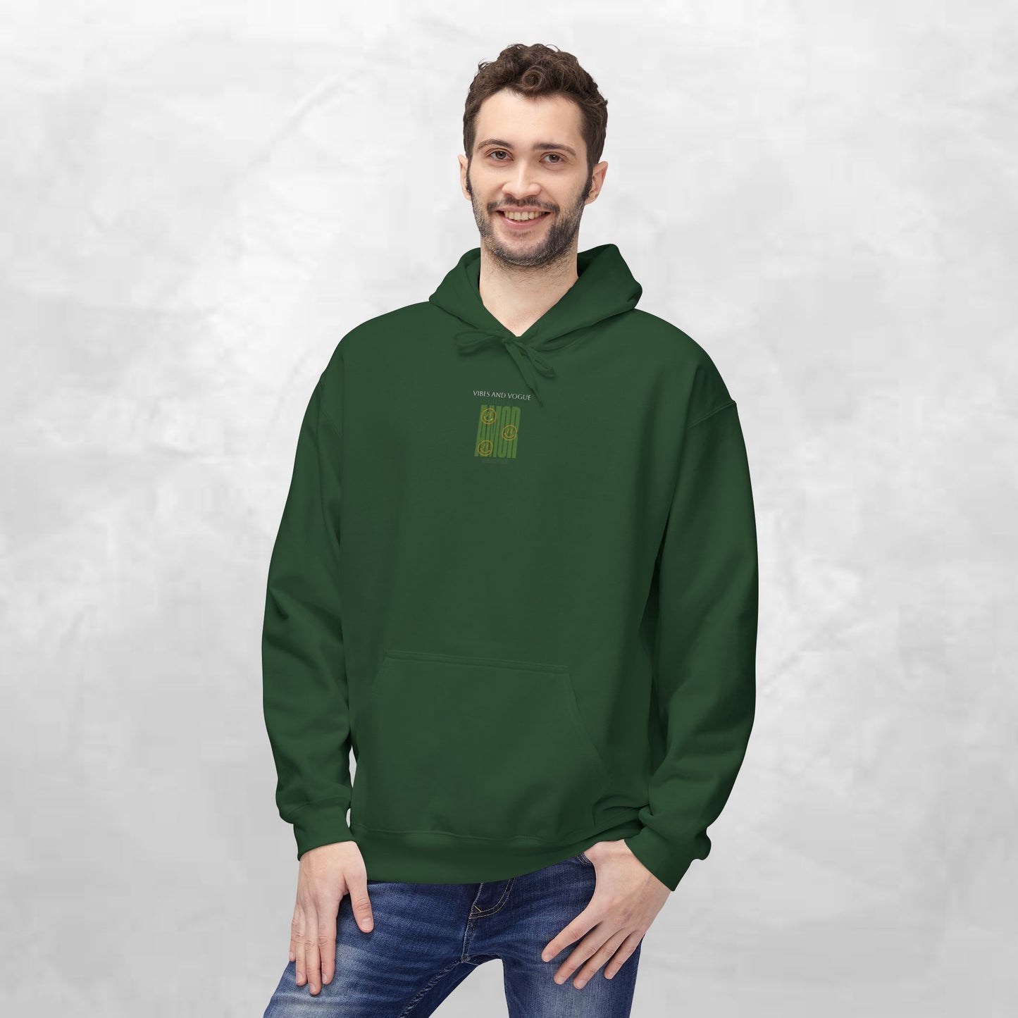 Amor Graphic Hoodie — Green Vintage Script Love Design
