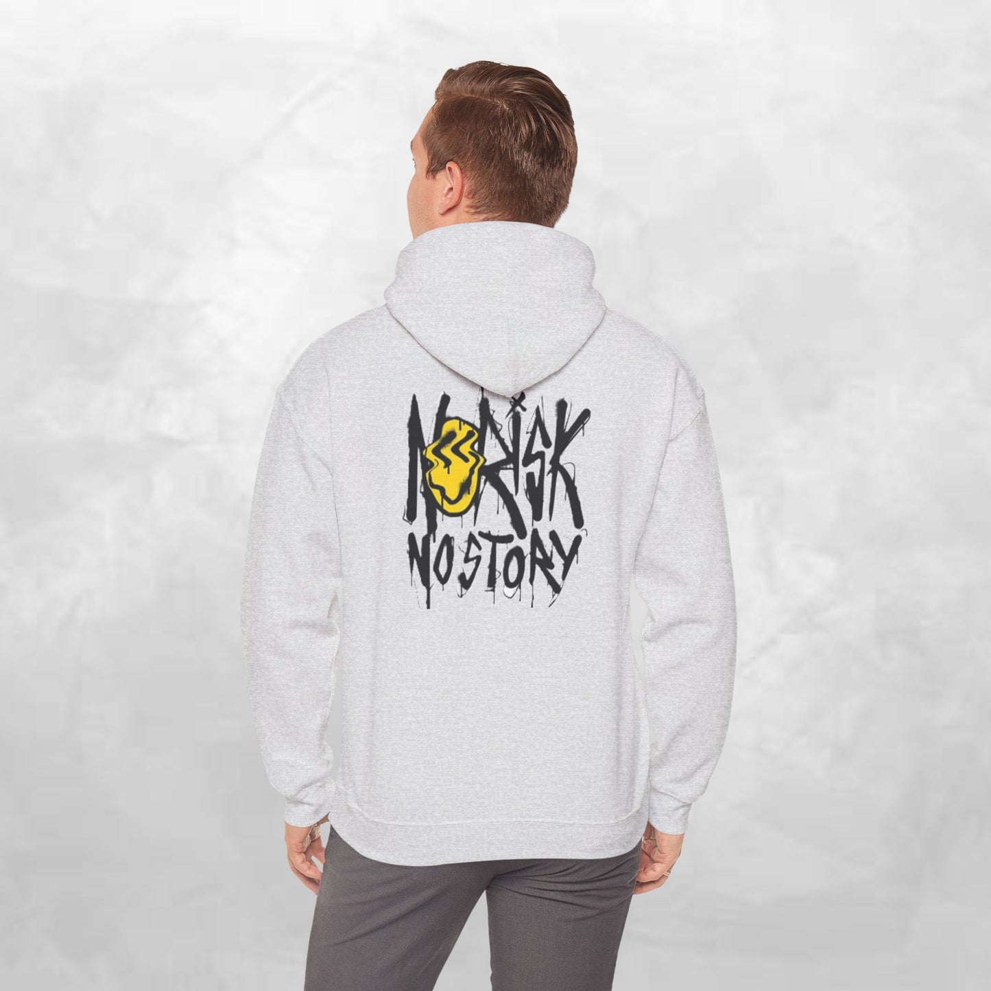 Unisex Heavy Blend Hooded Sweatshirt, Cozy Casual Wear, Trendy Street Style, Gift for Friends, Vibes & Vogue Design, Norisk No Story Hoodie