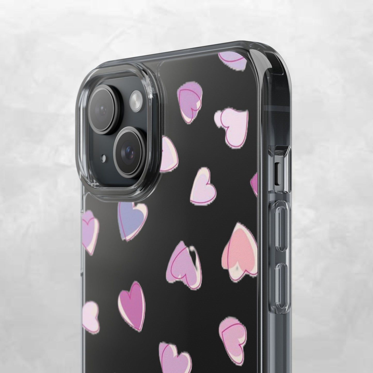 Heart Pattern Clear Case, Cute Phone Cover, Valentine's Day Gift, Trendy Phone Accessory, Love Theme Case