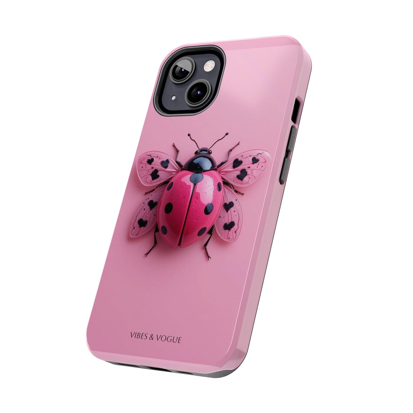 Pink Ladybug Tough Phone Case, Cute Phone Cover, Bug Lover Gift, Durable Smartphone Shell, Protective Tech Accessory