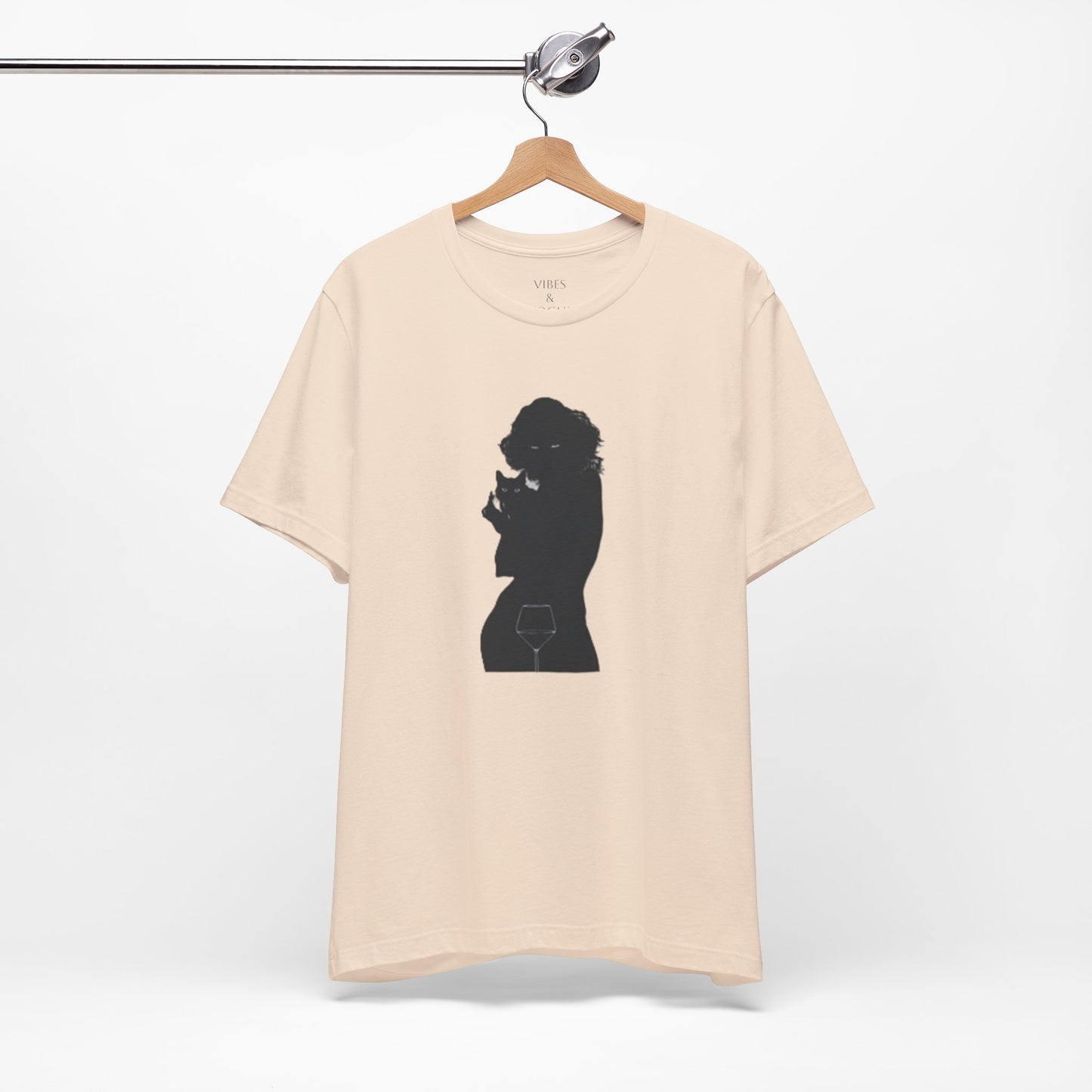 Unisex Silhouette Tee for Stylish Nights, Trendy Casual Wear, Gift for Her, Wine Lover Shirt, Cozy Evening Outfit