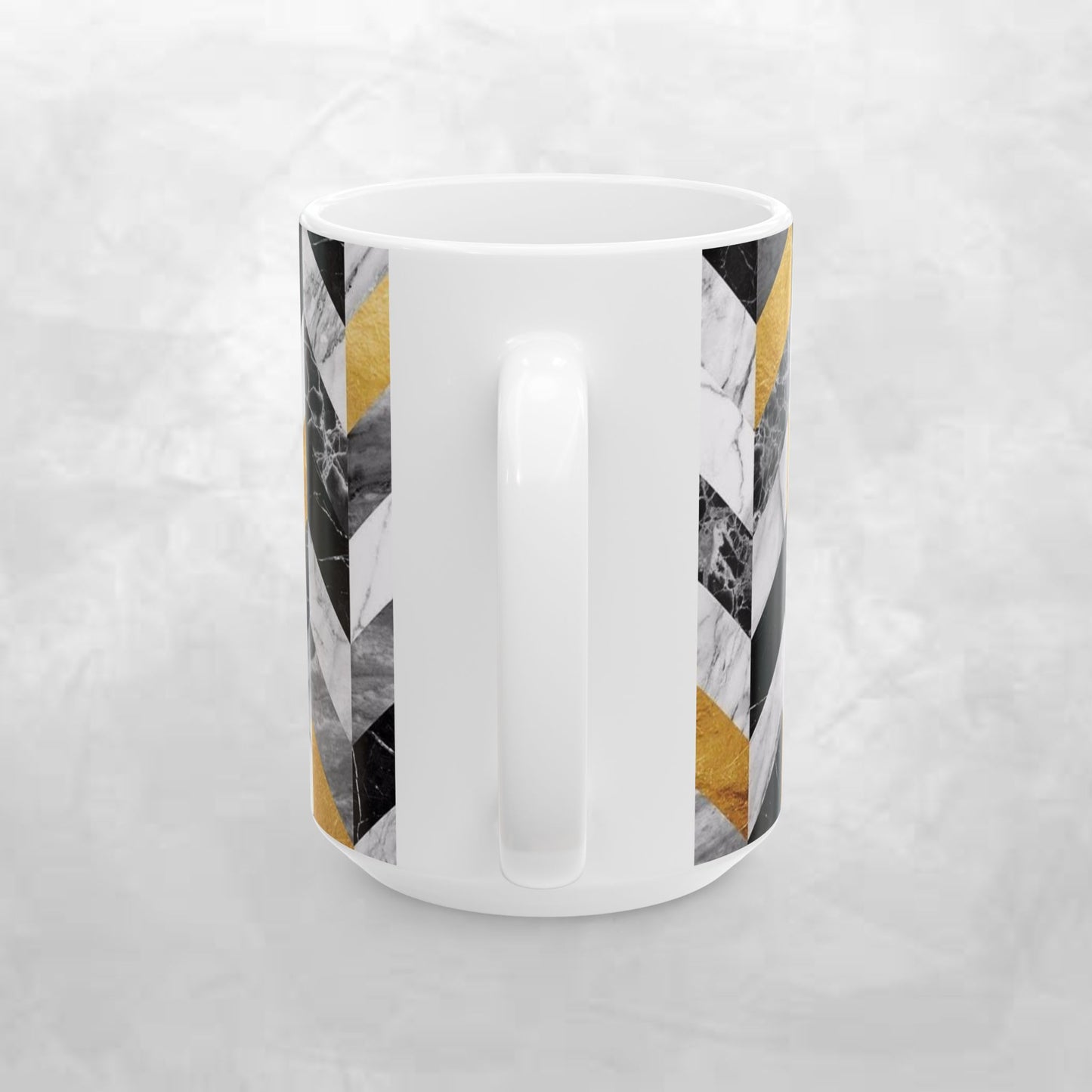 Luxurious Chevron Ceramic Mug - Marble & Gold Design (11oz, 15oz)