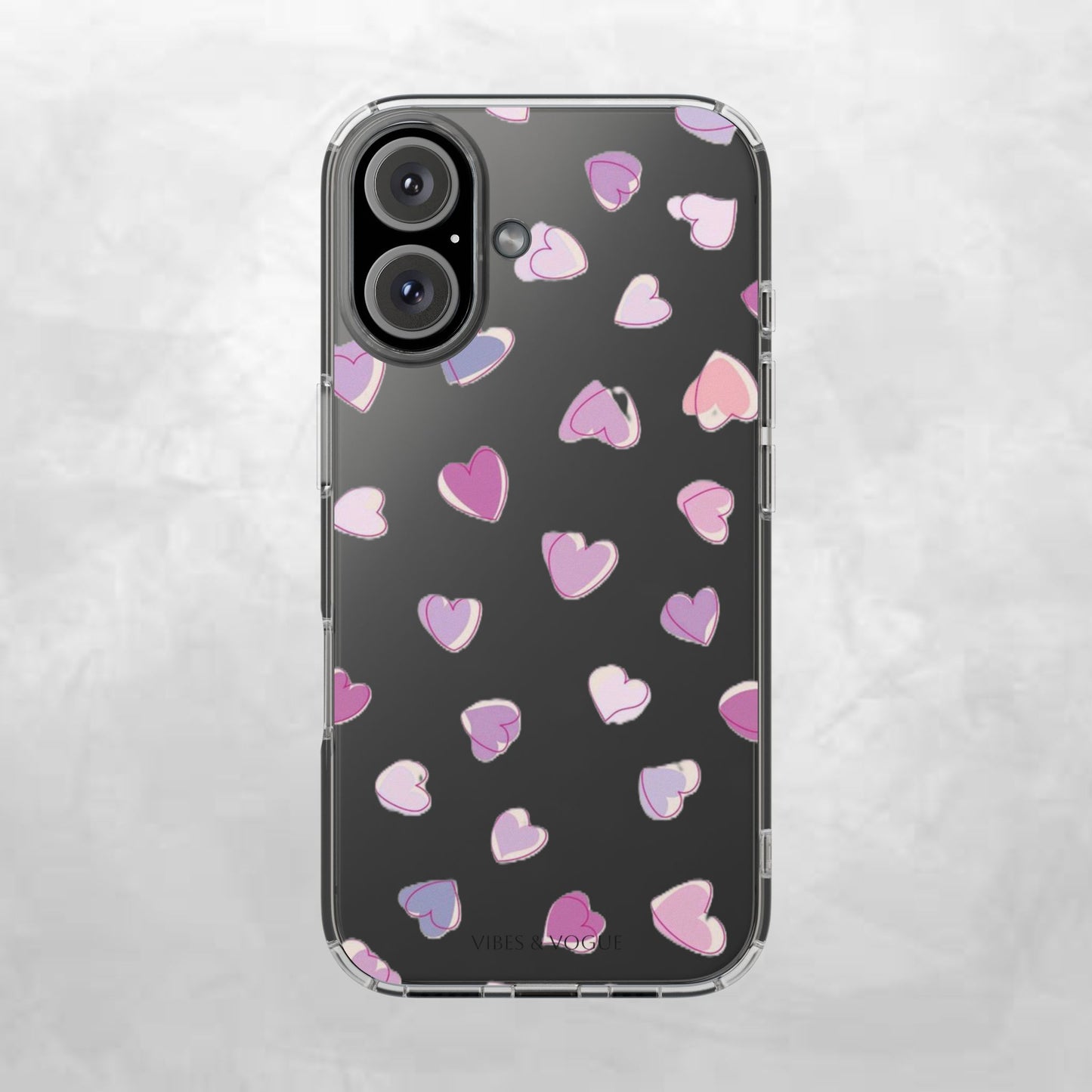 Heart Pattern Clear Case, Cute Phone Cover, Valentine's Day Gift, Trendy Phone Accessory, Love Theme Case