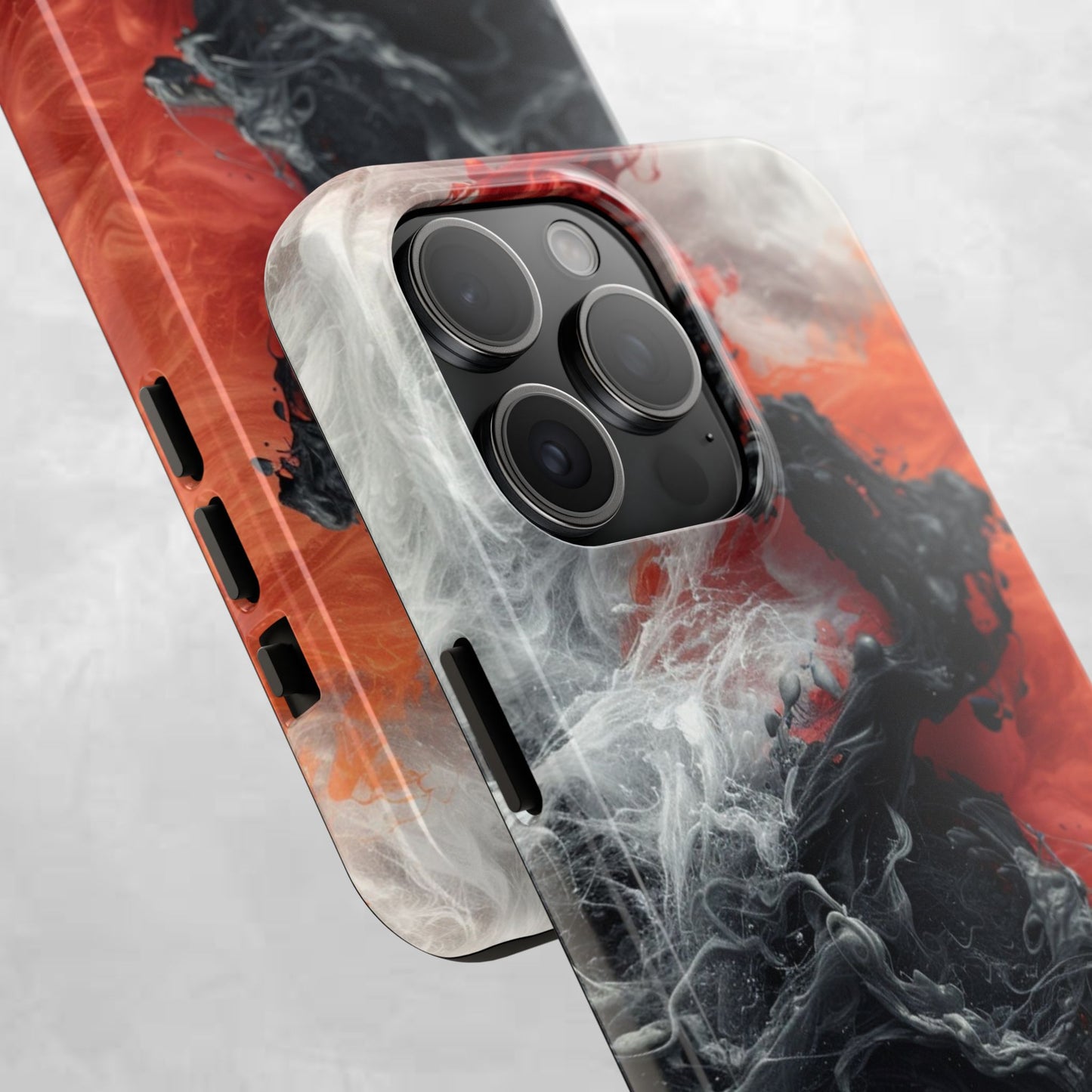 Abstract Red & Black Smoke Tough Phone Case — Vibes and Vogue Protective Cover