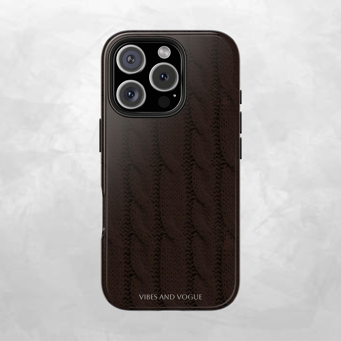 Cable Knit Chocolate Tough Phone Case — Vibes and Vogue Protective Cover